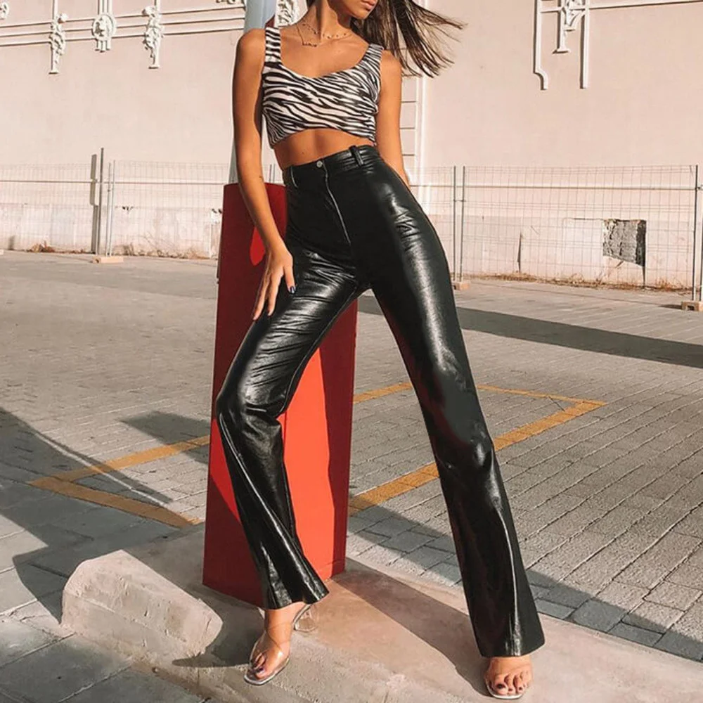 YICIYA Black High Waist Faux Leather Wide Leg Pants Women Fashion Elegant Loose Zipper Button Slim Ladies Streetwear Trousers
YICIYA Black High Waist Faux Leather Wide Leg Pants Women Fashion Elegant Loose Zipper Button Slim Ladies Streetwear Trousers