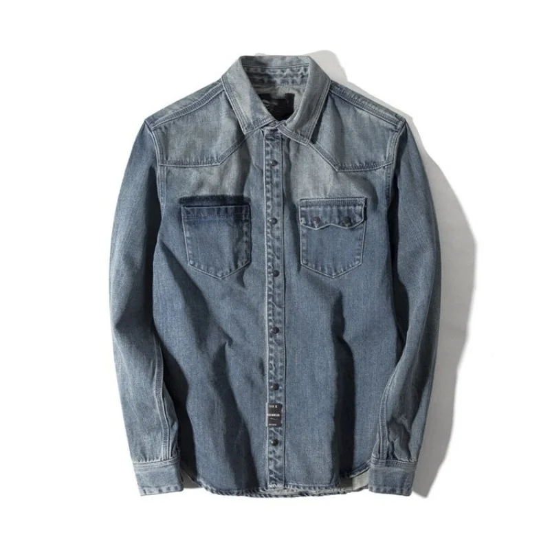 Top Quality Long Sleeve Lapel Single Breasted Mens Denim Shirt Harajuka Vintage Slim Fit Pockets Male Casual Streetwear Shirts
Top Quality Long Sleeve Lapel Single Breasted Mens Denim Shirt Harajuka Vintage Slim Fit Pockets Male Casual Streetwear Shirts
