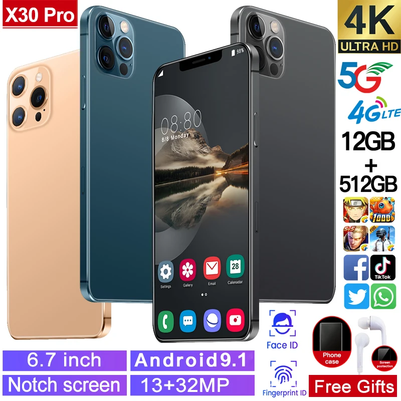 X30Pro Snapdragon865 Deca Core 6.7inch Fully Fit Screen Phone 13+32MP 12G RAM 512G ROM Smartphone Face Unlock 5G Global Version
X30Pro Snapdragon865 Deca Core 6.7inch Fully Fit Screen Phone 13+32MP 12G RAM 512G ROM Smartphone Face Unlock 5G Global Version