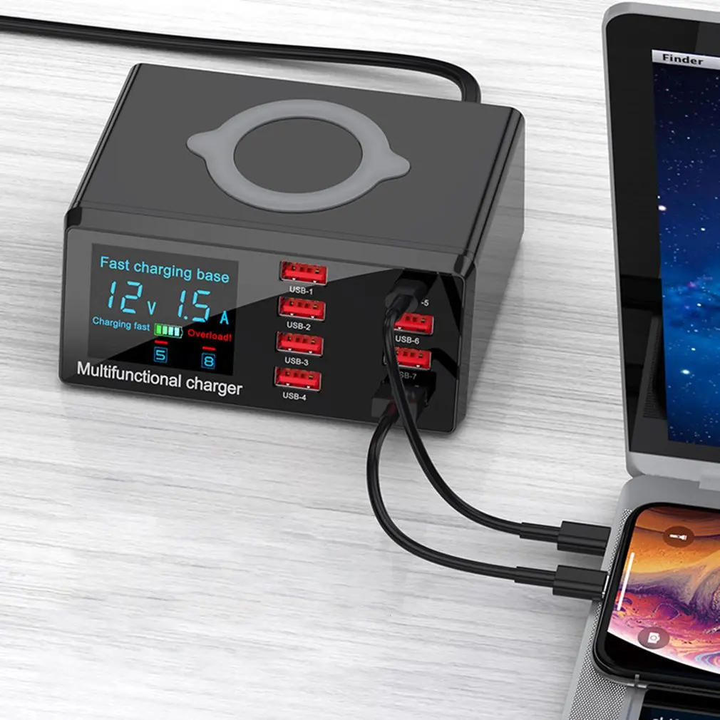 QC3.0 Fast Charging 100W Multi-port USB Charger PD18W Smart Digital Display Wireless Charging Mobile Phone Charger
QC3.0 Fast Charging 100W Multi-port USB Charger PD18W Smart Digital Display Wireless Charging Mobile Phone Charger