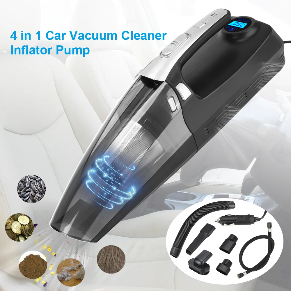 High Suction with Digital Display Inflator Pump 12V 120W Car Vacuum Cleaner with LED Lighting 4 in 1
High Suction with Digital Display Inflator Pump 12V 120W Car Vacuum Cleaner with LED Lighting 4 in 1