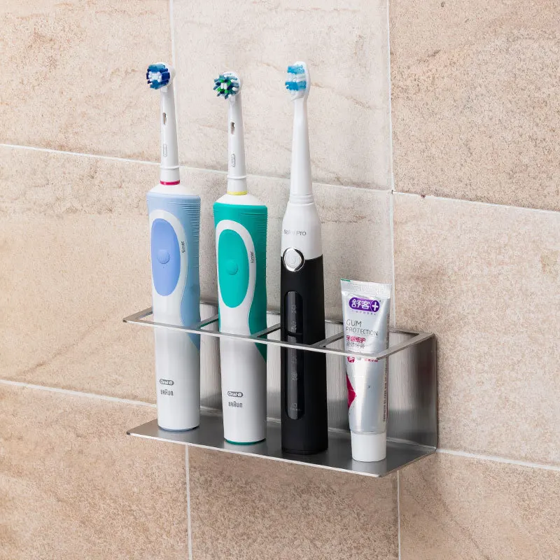Stainless Steel Toothbrush Holder Adhesive Wall Mount Modern Toothpaste Toothbrush Holders Tools Porta Brochas Bathroom EH60TH
Stainless Steel Toothbrush Holder Adhesive Wall Mount Modern Toothpaste Toothbrush Holders Tools Porta Brochas Bathroom EH60TH