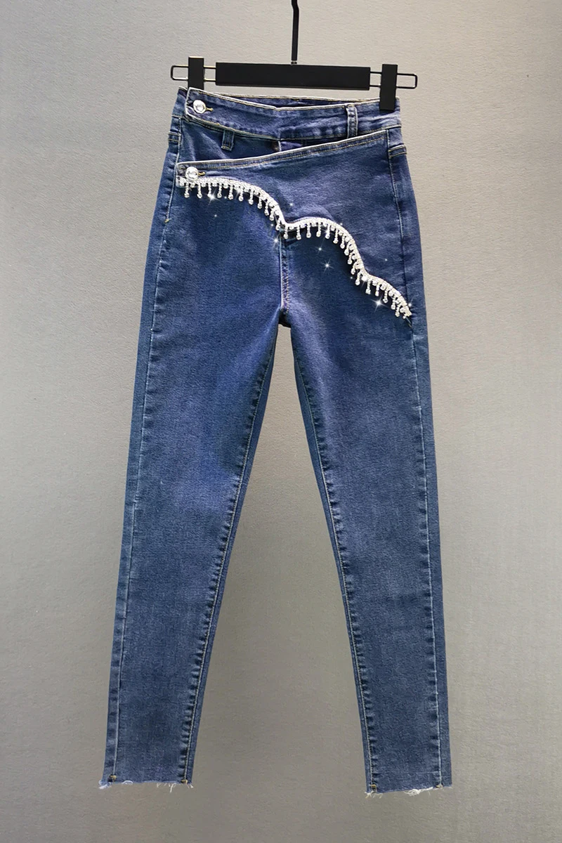 Denim Pants Jeans Women's 2020 Autumn New Elastic High Waist Slim Pencil Pants DrillingTassel Skinny Pants Female Jeans Trouser
Denim Pants Jeans Women's 2020 Autumn New Elastic High Waist Slim Pencil Pants DrillingTassel Skinny Pants Female Jeans Trouser
