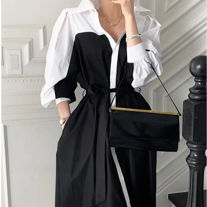 Vestido de retazos de manga larga para mujer, ropa de primavera y verano, con cordones, blanco y negro
Vestido de retazos de manga larga para mujer, ropa de primavera y verano, con cordones, blanco y negro