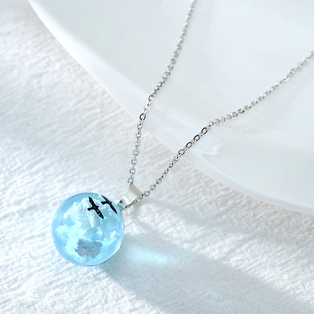 White Clouds Blue Sky Birds Glass Ball Pendant Necklace Terrarium Fashion Necklaces for Women Statement Necklace
White Clouds Blue Sky Birds Glass Ball Pendant Necklace Terrarium Fashion Necklaces for Women Statement Necklace