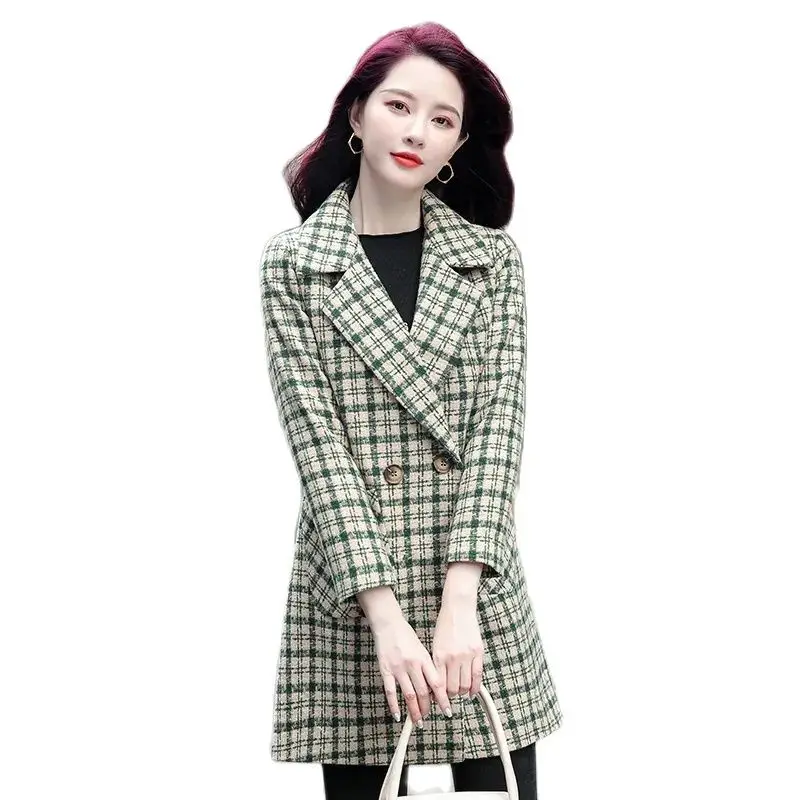 2021New Autumn Women's Woolen Coat Mid-Length Korean Slim Women Windbreaker Jacket Elegant Double Breasted Green Plaid Outerwear
2021New Autumn Women's Woolen Coat Mid-Length Korean Slim Women Windbreaker Jacket Elegant Double Breasted Green Plaid Outerwear