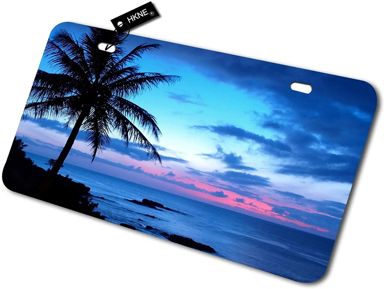 

HKNE Tropical Paradise Ocean Beach Scene with Palm Trees License Plate 12"x6" Standard Size Novelty Vanity Decorative Car