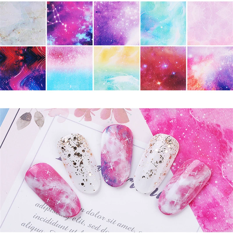 10PCS/set Nail Foil Sticker Holographic Starry Sky butterfly Adhesive Wraps Transfer Paper Marble Shining Nail Art Decal Slider
10PCS/set Nail Foil Sticker Holographic Starry Sky butterfly Adhesive Wraps Transfer Paper Marble Shining Nail Art Decal Slider