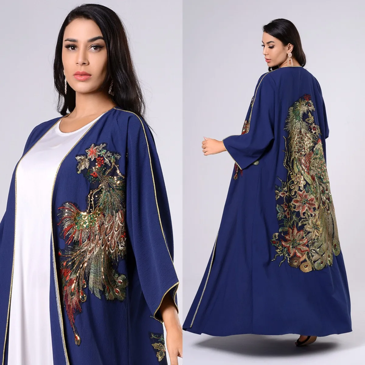 

Morocco Abaya Women Dubai Kaftan Batwing Sleeve Maxi Dress Muslim Farasha Jilbab Caftan Arab Robes Gown Islamic Clothing Ramadan