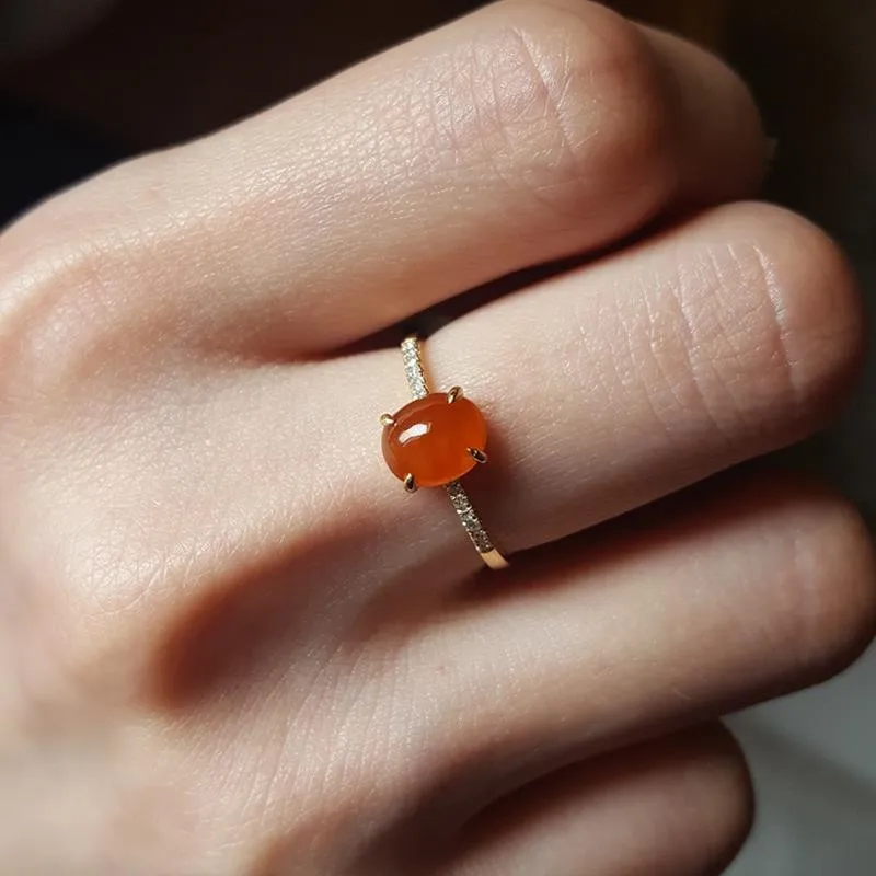 Ice-like Chalcedony Red Egg Face Inlaid S925 Sterling Silver Rose Gold Ring Women's Sterling Silver Open Ring
Ice-like Chalcedony Red Egg Face Inlaid S925 Sterling Silver Rose Gold Ring Women's Sterling Silver Open Ring