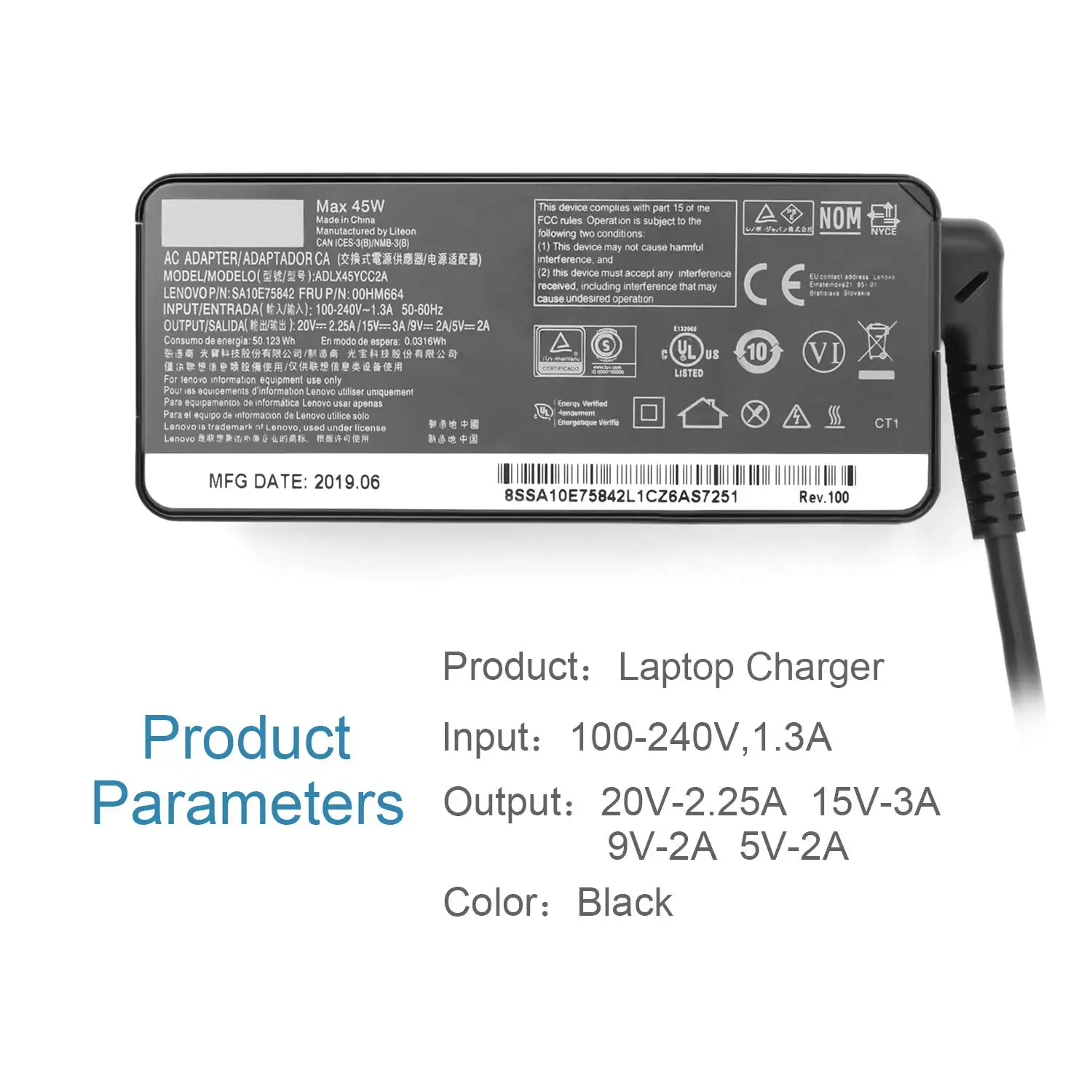 Huiyuan 45w USB-c Charger fit for lenovo ThinkPad T590 T580 T495s T495 T470s T470 E490s
Huiyuan 45w USB-c Charger fit for lenovo ThinkPad T590 T580 T495s T495 T470s T470 E490s