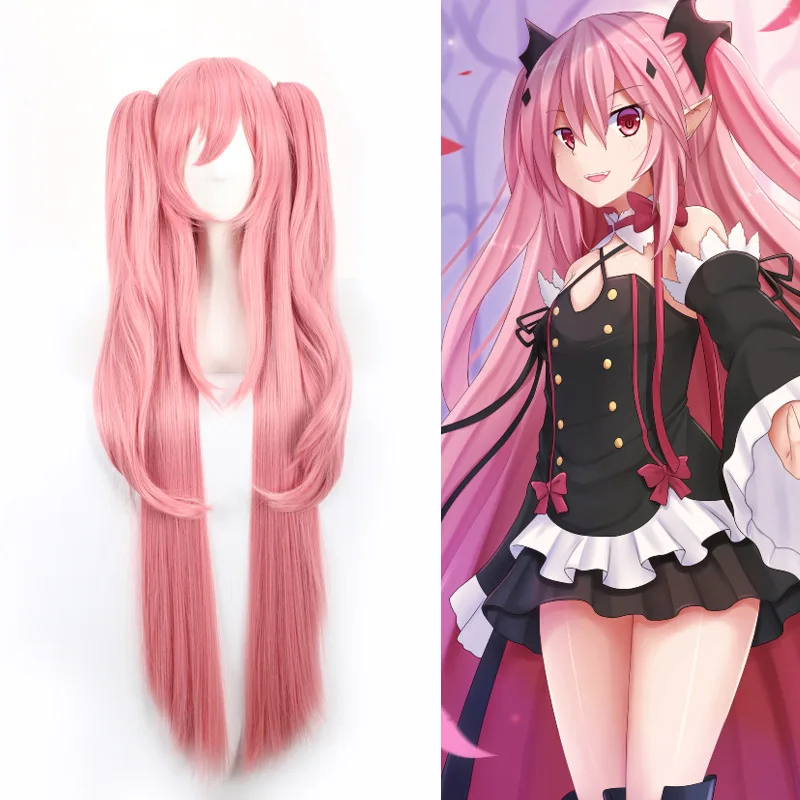 

Krul Tepes 100CM largo y recto peluca Owari no Seraph de la final de pelo sintético Peluca de Anime Cosplay pelucas de cola de