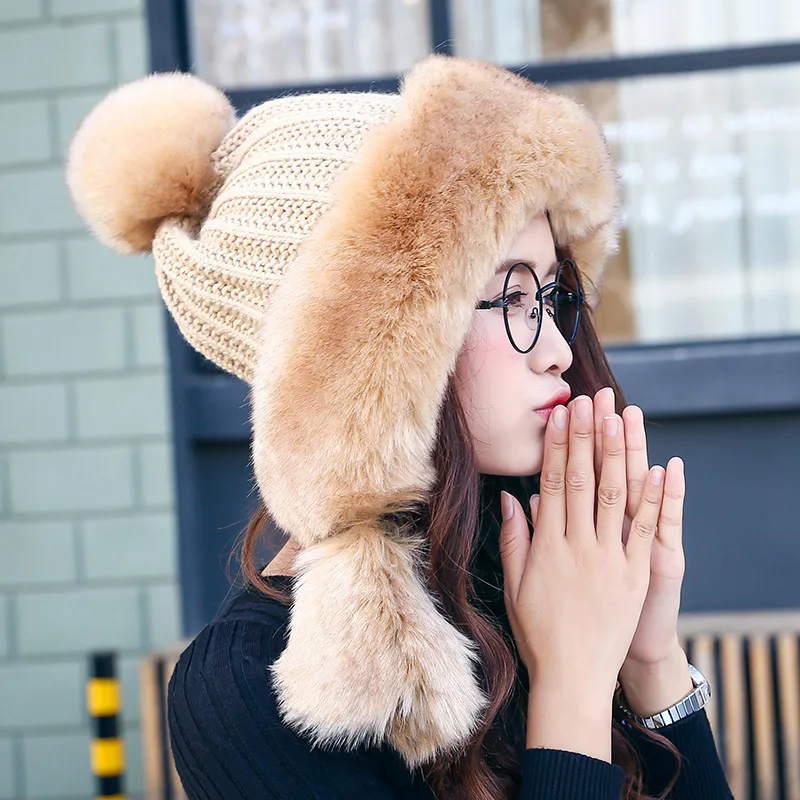 Womens Earcuff Hats Winter Warm Earmuffs Thicken Ear-flapped Hat Female Faux Fur Bomber Hats Fashion 
Womens Earcuff Hats Winter Warm Earmuffs Thicken Ear-flapped Hat Female Faux Fur Bomber Hats Fashion