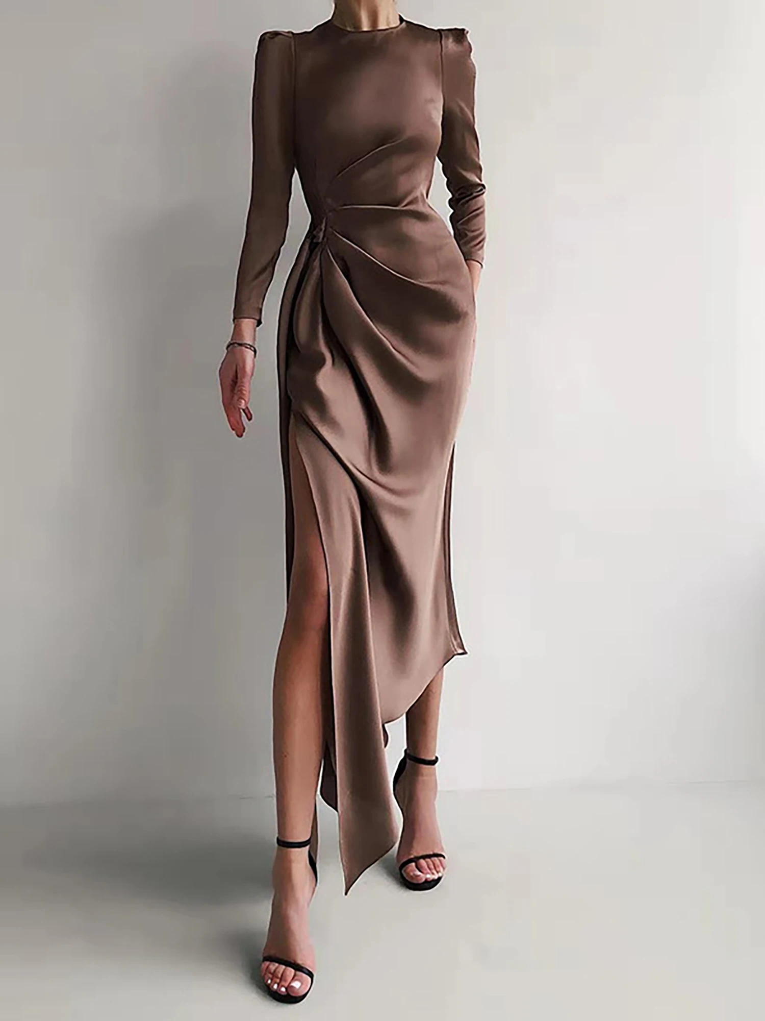 Women Elegant Solid Bodycon Long Dress Lace Up High Split Draped Party Dress Cocktail Long Sleeve Ankle-Length Female Ball Gown
Women Elegant Solid Bodycon Long Dress Lace Up High Split Draped Party Dress Cocktail Long Sleeve Ankle-Length Female Ball Gown