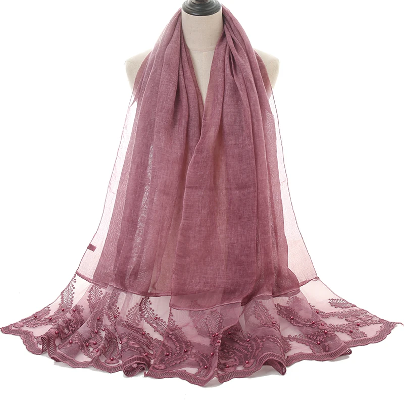 Newest Pearl Embroidered Cotton Scarf Plain Floral Lace Hijab Scarf Fashion Muslim Women Scarves Sunscreen Shawl Islamic Hijab 
Newest Pearl Embroidered Cotton Scarf Plain Floral Lace Hijab Scarf Fashion Muslim Women Scarves Sunscreen Shawl Islamic Hijab
