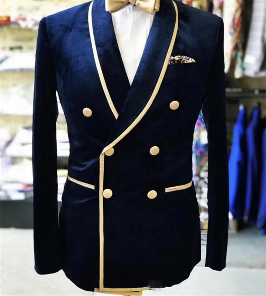 Real foto chal de doble botonadura solapa de terciopelo marino boda novio esmoquin hombres fiesta Blazer Prom negocios trajes só
Real foto chal de doble botonadura solapa de terciopelo marino boda novio esmoquin hombres fiesta Blazer Prom negocios trajes só