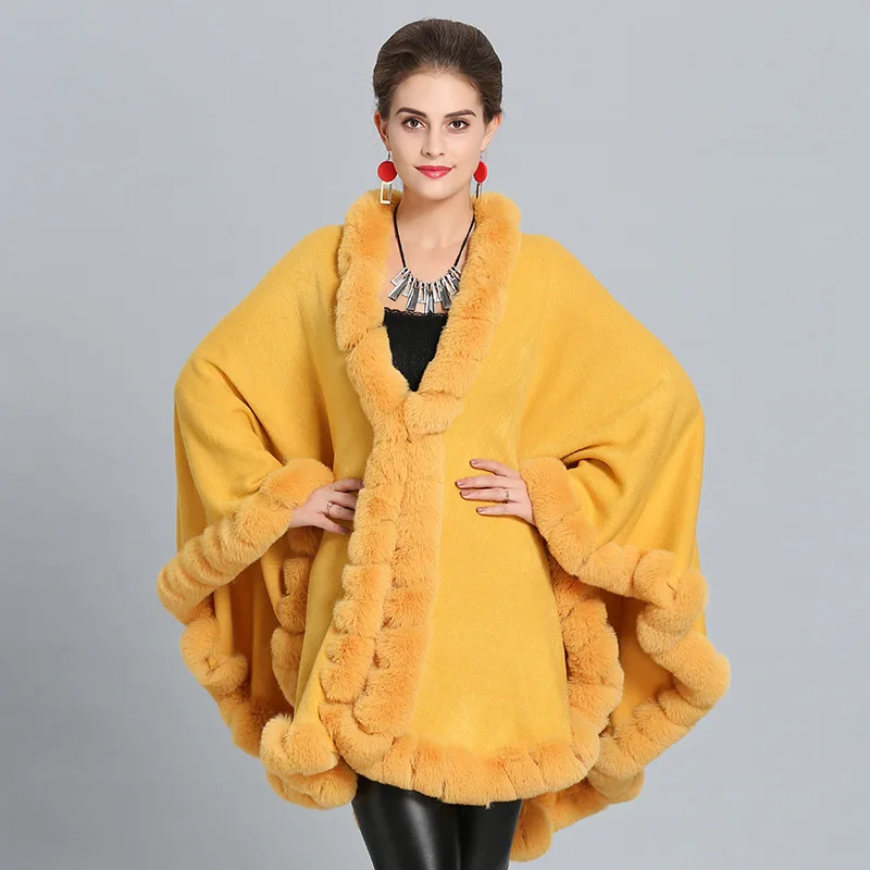 New Large Fox Hair Collar Knitted Cape Women Outcoat Yellow Auburn Black Poncho Luxury Brand Fashion Warm Thick Pullover Capes
New Large Fox Hair Collar Knitted Cape Women Outcoat Yellow Auburn Black Poncho Luxury Brand Fashion Warm Thick Pullover Capes
