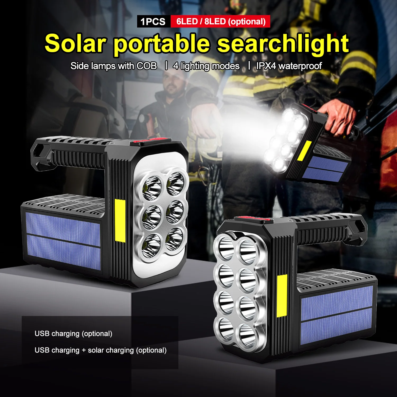 6LED/8LED Powerful Flashlight Solar Portable Searchlight USB Rechargeable 4-Speed Patrol Torch Lanterna with COB Side Light
6LED/8LED Powerful Flashlight Solar Portable Searchlight USB Rechargeable 4-Speed Patrol Torch Lanterna with COB Side Light