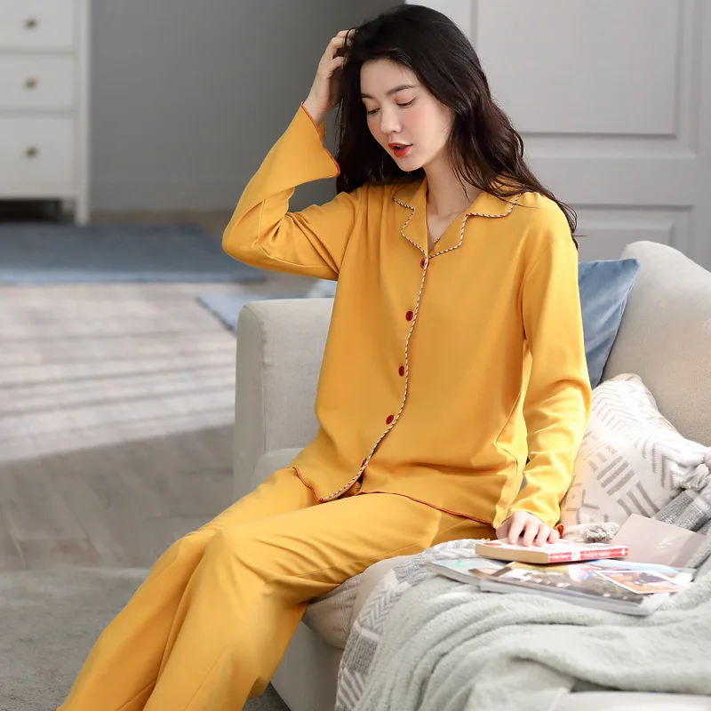 Cardigan Lapel Pajamas Women's Nighty Autumn Cotton Long-Sleeve Sexy Nightwear Warm Home Service Pijama Mujer Simple Suit
Cardigan Lapel Pajamas Women's Nighty Autumn Cotton Long-Sleeve Sexy Nightwear Warm Home Service Pijama Mujer Simple Suit