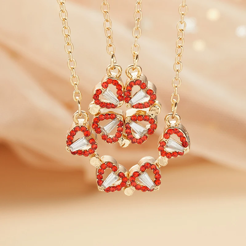 New Folding Four Heart Pendant Necklaces for Women Femme Fashion Crystal Rhinestone Clavicle Chain Flower Jewelry Gift Wholesale
New Folding Four Heart Pendant Necklaces for Women Femme Fashion Crystal Rhinestone Clavicle Chain Flower Jewelry Gift Wholesale