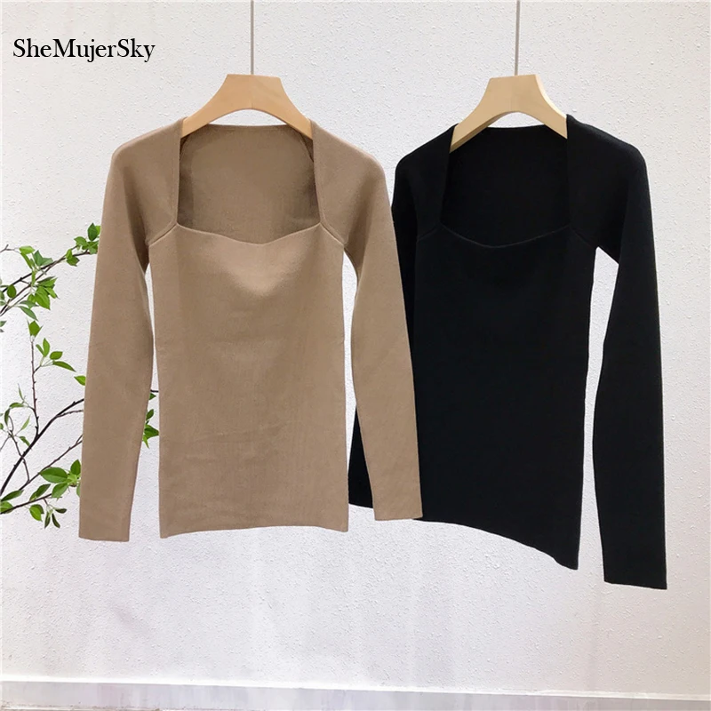 SheMujerSky Spring Autumn Khaki Blouses 2021 Vintage Square Collar Long Sleeve Knitted Elastic Tops Slim Shirts
SheMujerSky Spring Autumn Khaki Blouses 2021 Vintage Square Collar Long Sleeve Knitted Elastic Tops Slim Shirts