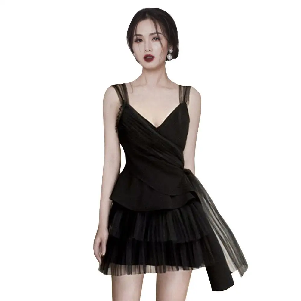 2020 Mesh Patchwork V neck Ball Gown Irregular Women summer korean black dress Women spaghetti strap dresses
2020 Mesh Patchwork V neck Ball Gown Irregular Women summer korean black dress Women spaghetti strap dresses