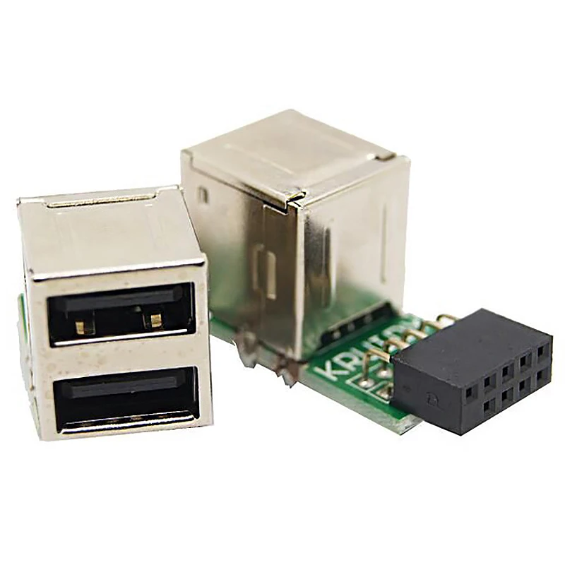 9-Pin Motherboard To 2 Ports Usb 2.0 A Female Internal Header Adapter