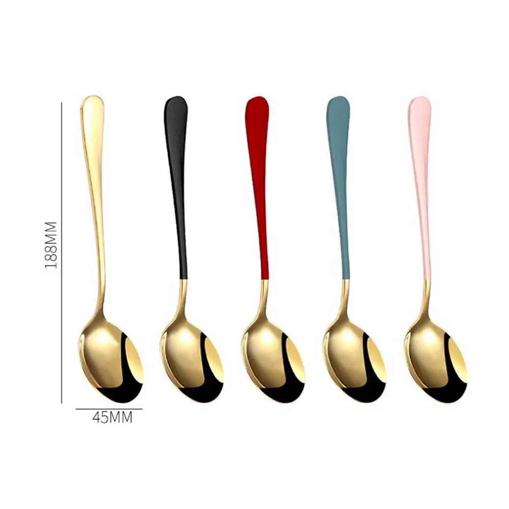 5PCS Colorful Soup Spoon 304 Stainless Steel Dinner Spoon With Long Handle Dessert Spoon For Kitchen Tableware Coffee Scoop
5PCS Colorful Soup Spoon 304 Stainless Steel Dinner Spoon With Long Handle Dessert Spoon For Kitchen Tableware Coffee Scoop