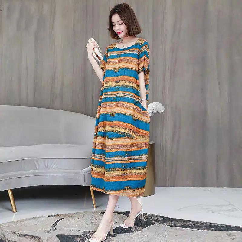 Even The New Summer Loose Dress Women'S Large Size Western Style Thin Striped Mid-Length Skirt
Even The New Summer Loose Dress Women'S Large Size Western Style Thin Striped Mid-Length Skirt