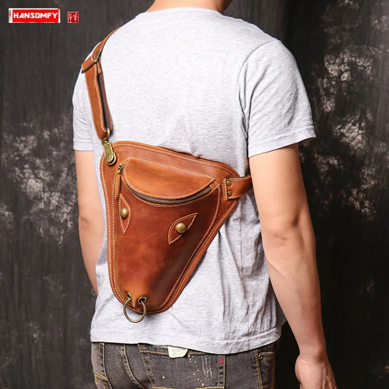 Мужская кожаная сумка через плечо Crazy Horse в стиле ретро, кожаная сумка через плечо ручной работы, оригинальная сумка с большой талией 
Мужская кожаная сумка через плечо Crazy Horse в стиле ретро, кожаная сумка через плечо ручной работы, оригинальная сумка с большой талией