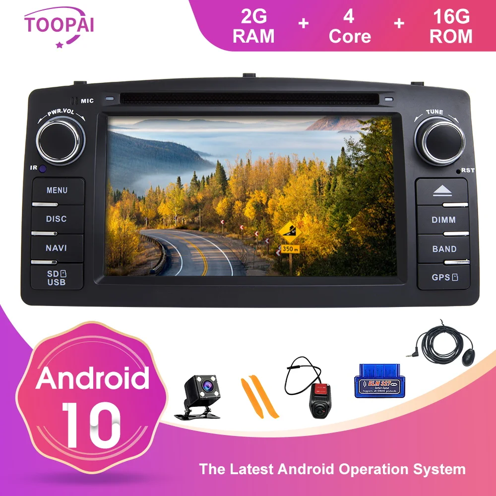 Автомобильный мультимедийный проигрыватель TOOPAI плеер на Android 10 с GPS DVD CD для Toyota
