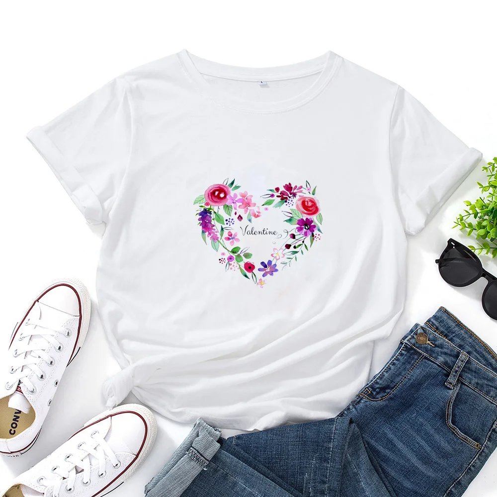 Valentine Heart Flower Pink Graphic T-shirt Women Cotton O-neck Casual Short Sleeve T Shirt Women Fashion Harajuku Tshirts Women
Valentine Heart Flower Pink Graphic T-shirt Women Cotton O-neck Casual Short Sleeve T Shirt Women Fashion Harajuku Tshirts Women
