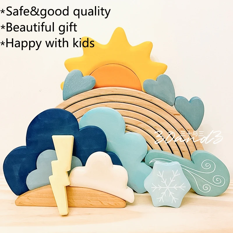 Rainbow weather scene building solid block Wooden Rainbow Stacker Nesting Puzzle Blocks Educational Toys for Kids Baby Toddlers
Rainbow weather scene building solid block Wooden Rainbow Stacker Nesting Puzzle Blocks Educational Toys for Kids Baby Toddlers