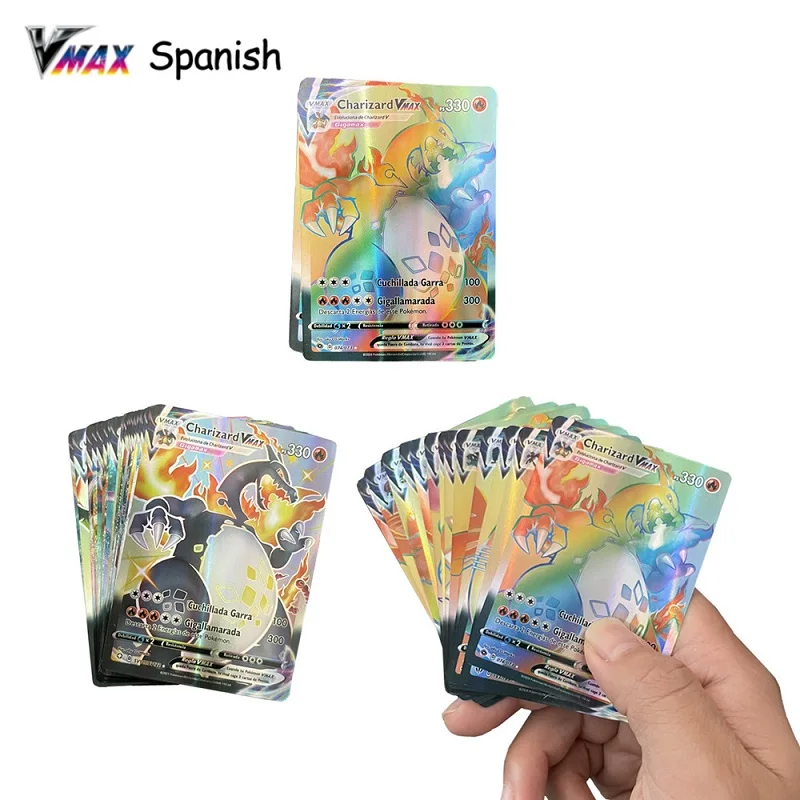 Newest Pokemon Spanish Card Rainbow state Charizard Vmax Tag Team GX V Pokemon Holographic Trading Card Anime Toys
Newest Pokemon Spanish Card Rainbow state Charizard Vmax Tag Team GX V Pokemon Holographic Trading Card Anime Toys