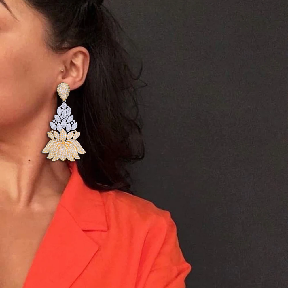 Jimbora Lotus Shape Cubic Zirconia Geometric Party Engagement Dangle Earrings Jewelry For Women
Jimbora Lotus Shape Cubic Zirconia Geometric Party Engagement Dangle Earrings Jewelry For Women