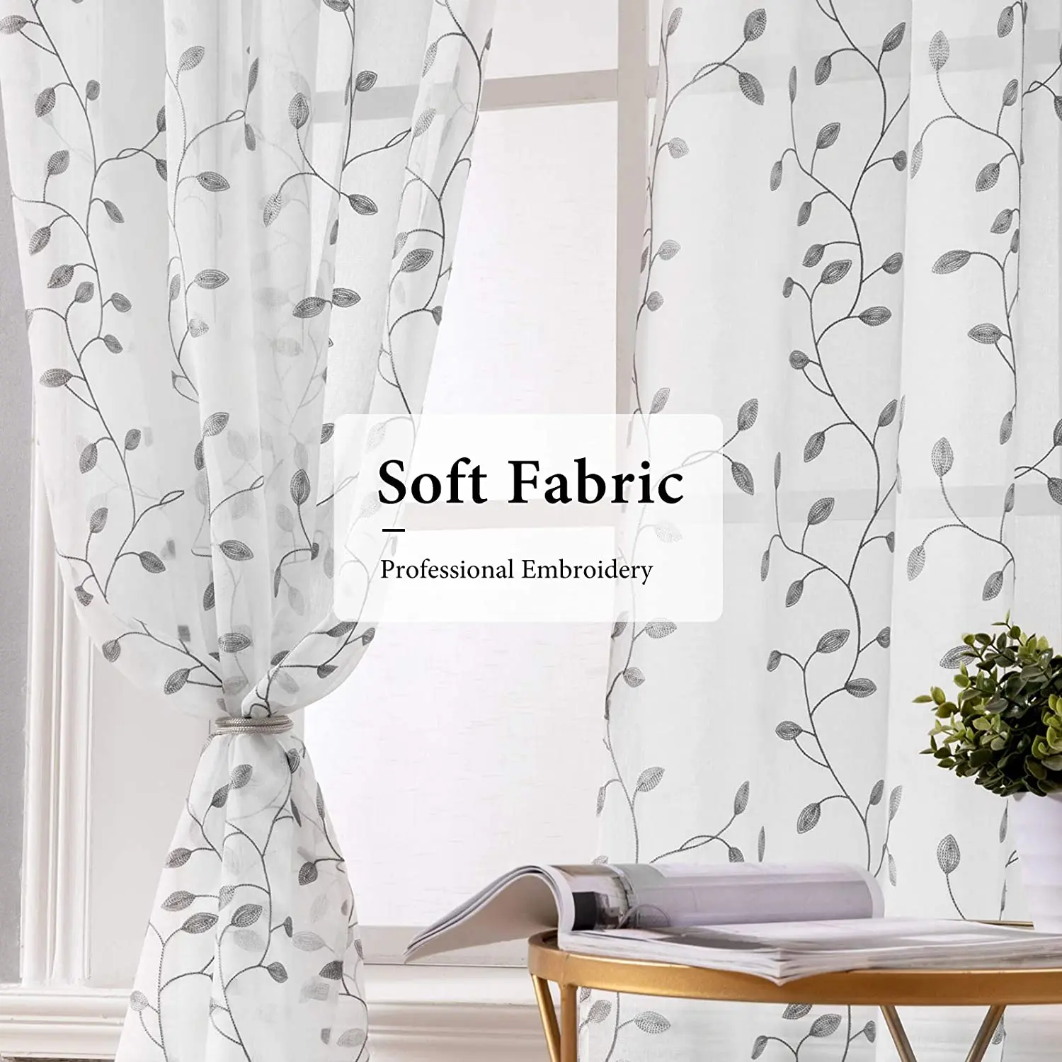 CDIY Sheer Curtains Leaf Embroidery Bedroom Curtain Voile Faux Linen Tulle Curtains for Living Room Window Treatment Drapes
CDIY Sheer Curtains Leaf Embroidery Bedroom Curtain Voile Faux Linen Tulle Curtains for Living Room Window Treatment Drapes