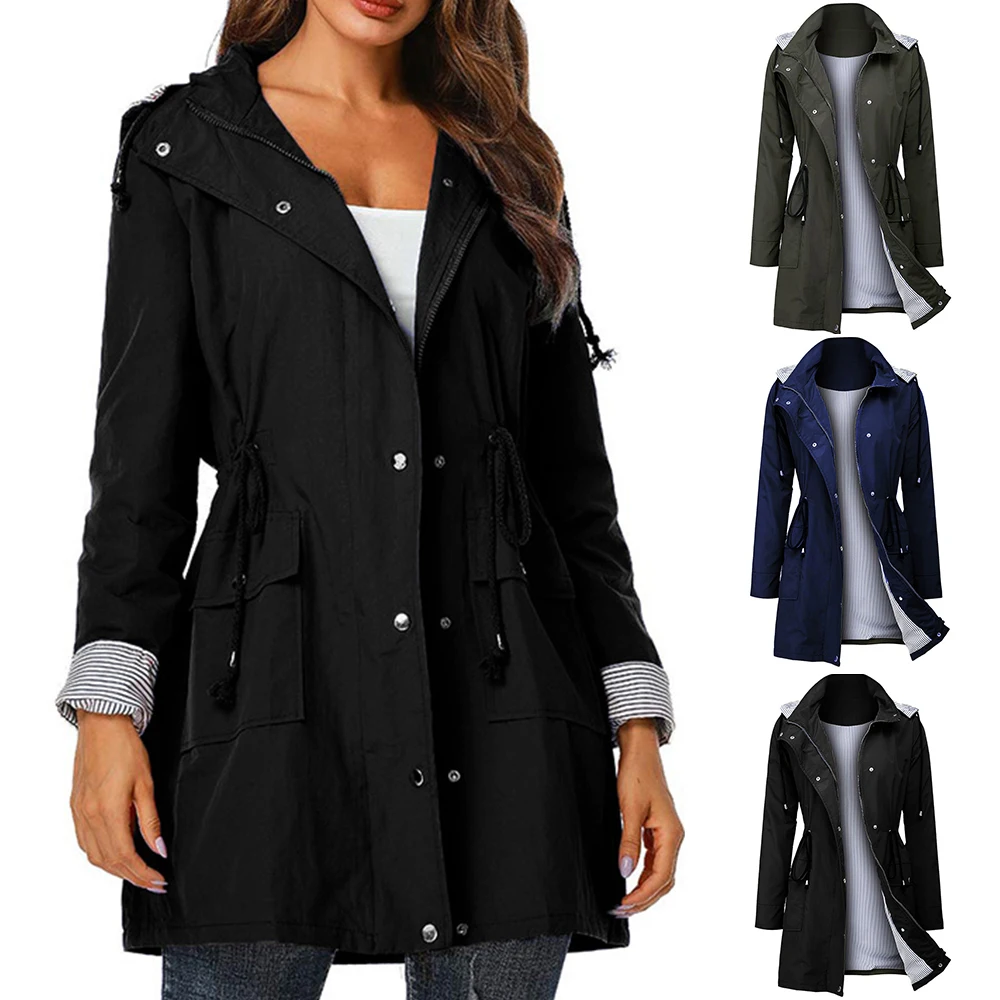 Women Coat 2020 Spring Long Sleeve Waterproof Jackets Hoodies Female Casual Fashion Slim Trench Coat Ladies Windbreaker Coats
Women Coat 2020 Spring Long Sleeve Waterproof Jackets Hoodies Female Casual Fashion Slim Trench Coat Ladies Windbreaker Coats