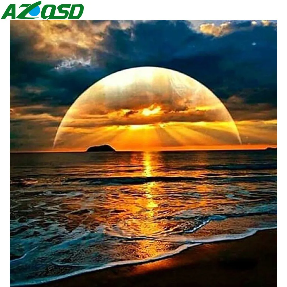 AZQSD 5d алмазная живопись новые поступления закат рукоделие подарок Алмазная