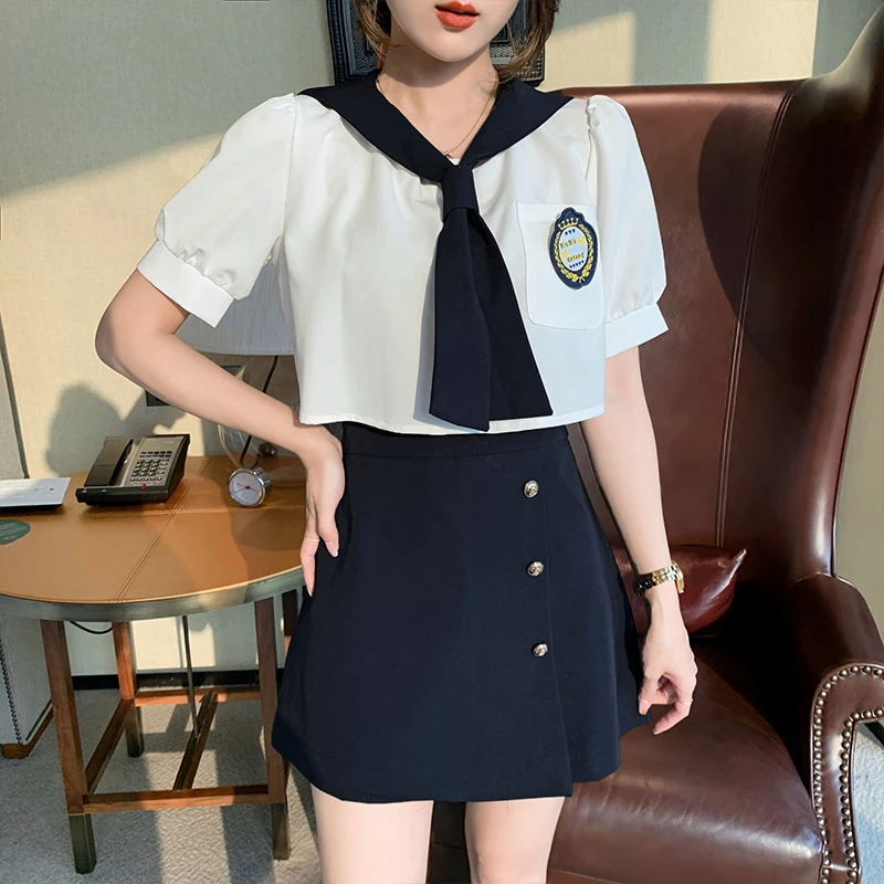 Summer Style Korean Uniform Jk College Style Short-Sleeved Shirt And Hip Skirt Suit Trf Юбка С Высокой Талией Harajuku
Summer Style Korean Uniform Jk College Style Short-Sleeved Shirt And Hip Skirt Suit Trf Юбка С Высокой Талией Harajuku