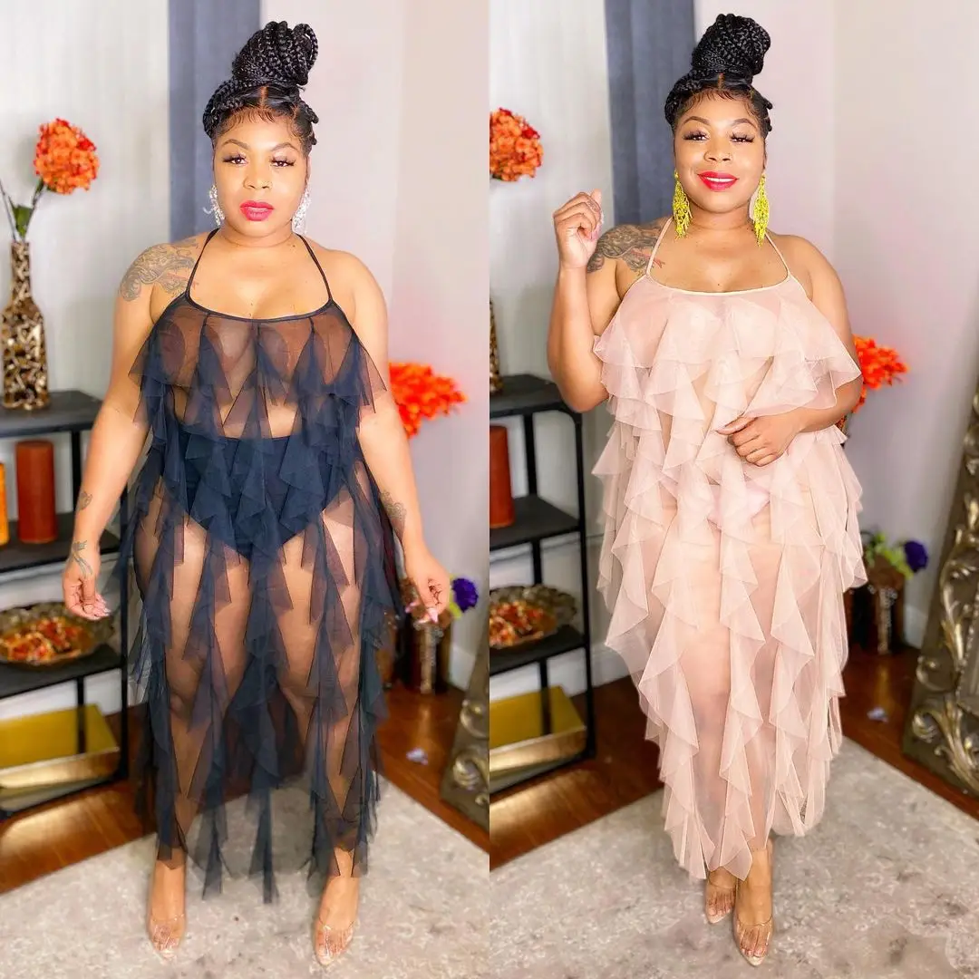 INS Hottest Women Plus Size Sexy Mesh Spaghetti Strap Dress Charming Sleeveless Backless Cascading Ruffles See-through Dresses
INS Hottest Women Plus Size Sexy Mesh Spaghetti Strap Dress Charming Sleeveless Backless Cascading Ruffles See-through Dresses