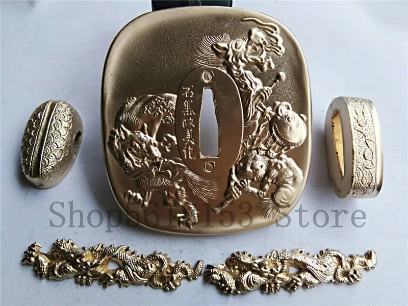 Japanese Samurai sword brass Beautiful Tsuba and fuchi has Ghosts
Japanese Samurai sword brass Beautiful Tsuba and fuchi has Ghosts