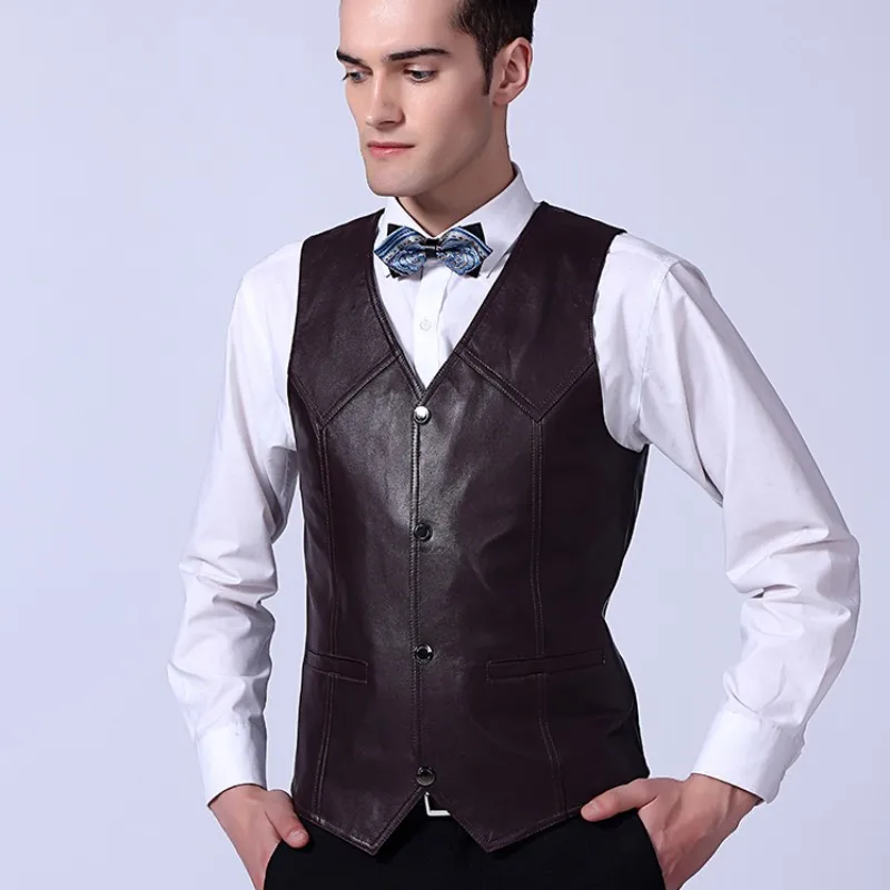 Man Slim Business Fit Suit Vest V Neck Single Breasted Office Work Formal Genuine Leather Vest Tops Sleeveless Jacket Waistcoat
Man Slim Business Fit Suit Vest V Neck Single Breasted Office Work Formal Genuine Leather Vest Tops Sleeveless Jacket Waistcoat