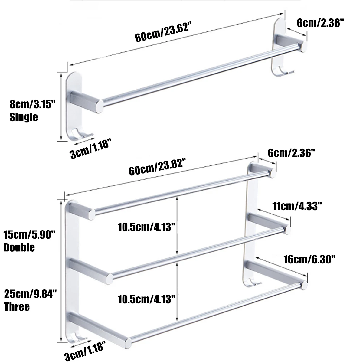 60cm Towel Hanger Wall Mounted Towel Rack Aluminum Alloy Bathroom Towel Bar Rail Matte Black/Silver Towel Holder 1/2/3Tiers Ne
60cm Towel Hanger Wall Mounted Towel Rack Aluminum Alloy Bathroom Towel Bar Rail Matte Black/Silver Towel Holder 1/2/3Tiers Ne