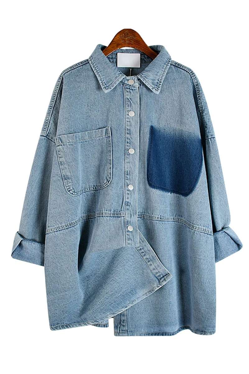 SuperAen 2021 Spring New Turn Down Collar Full All Match Denim Shirt Jacket Loose Casual Plus Size Women Tops 
SuperAen 2021 Spring New Turn Down Collar Full All Match Denim Shirt Jacket Loose Casual Plus Size Women Tops