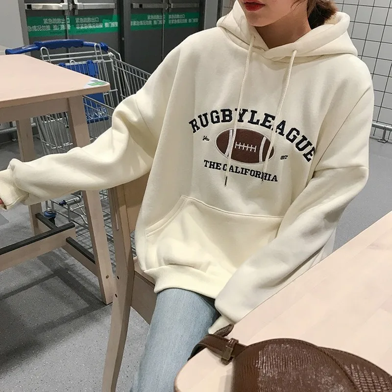 HXJJP Rugby Fleece Women Hoodie Beige Gray Blue Loose Casual Korean Style Sweatshirt Hooded Pull
HXJJP Rugby Fleece Women Hoodie Beige Gray Blue Loose Casual Korean Style Sweatshirt Hooded Pull