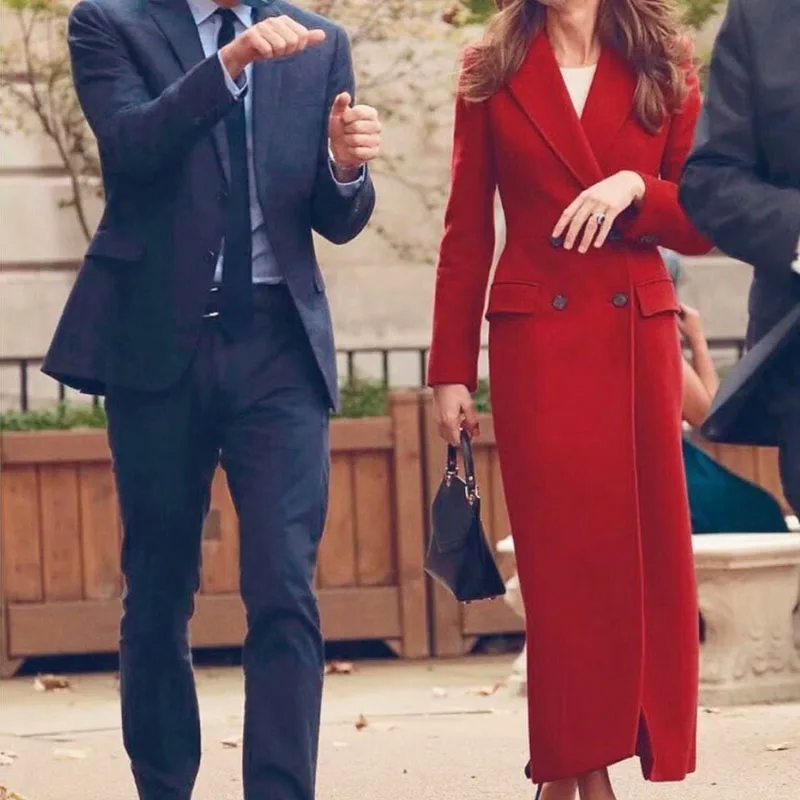 2021 Fall Runway Princess Kate New V-Neck Long Sleeve Double Breasted Pocket Temperament Mid-Length Woolen Coat Jacket
2021 Fall Runway Princess Kate New V-Neck Long Sleeve Double Breasted Pocket Temperament Mid-Length Woolen Coat Jacket