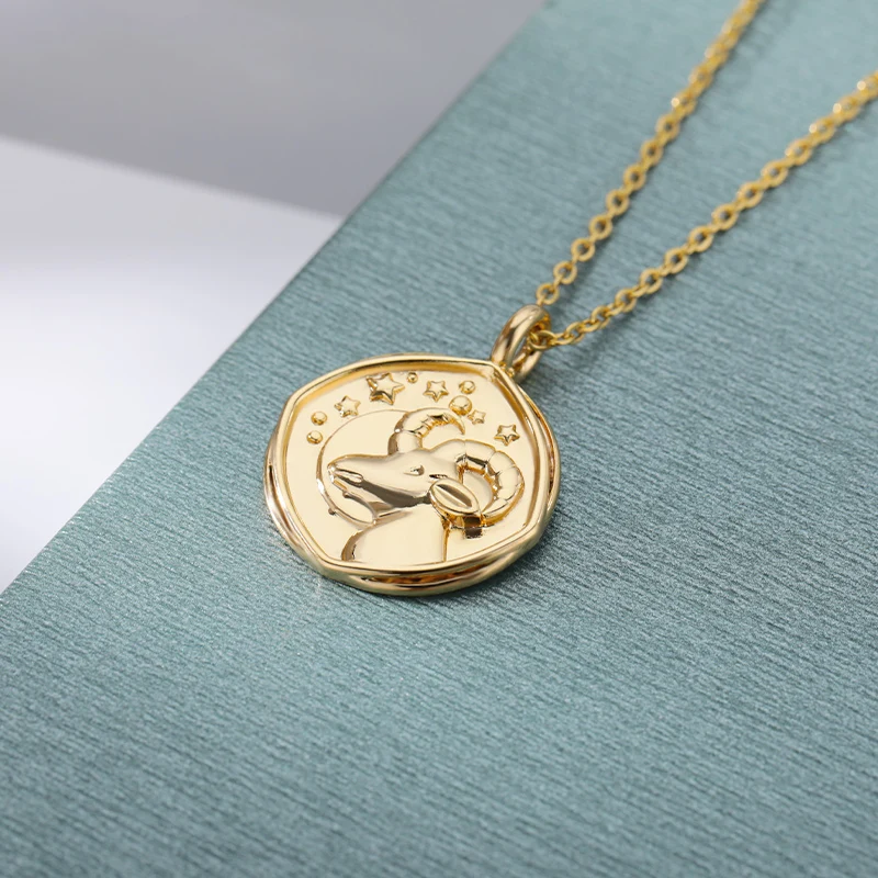 Зодиакальное ожерелье для женщин Золотой зодиакальный медальон