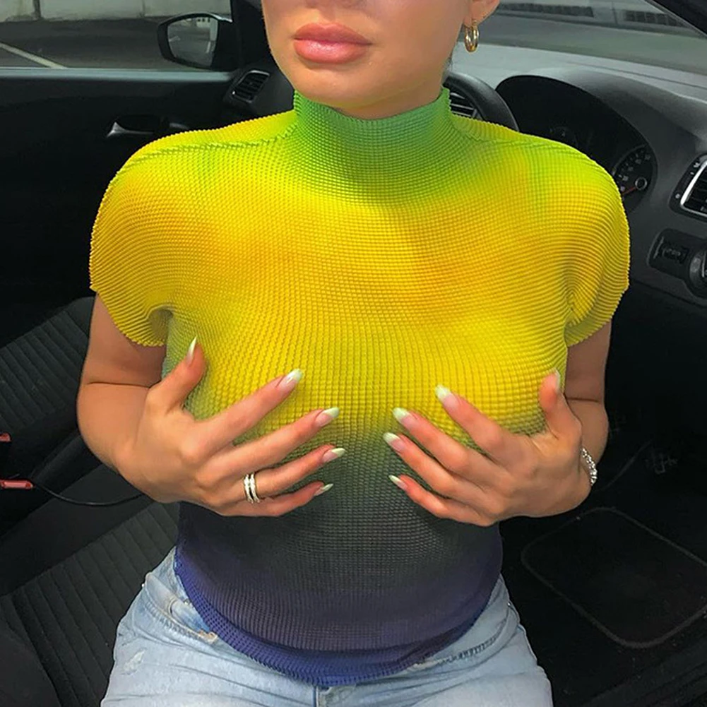 Кроп-топ Y2k женский с высоким воротником, пикантная модная водолазка с окрашенным градиентом, с коротким рукавом, модный аксессуар
Кроп-топ Y2k женский с высоким воротником, пикантная модная водолазка с окрашенным градиентом, с коротким рукавом, модный аксессуар