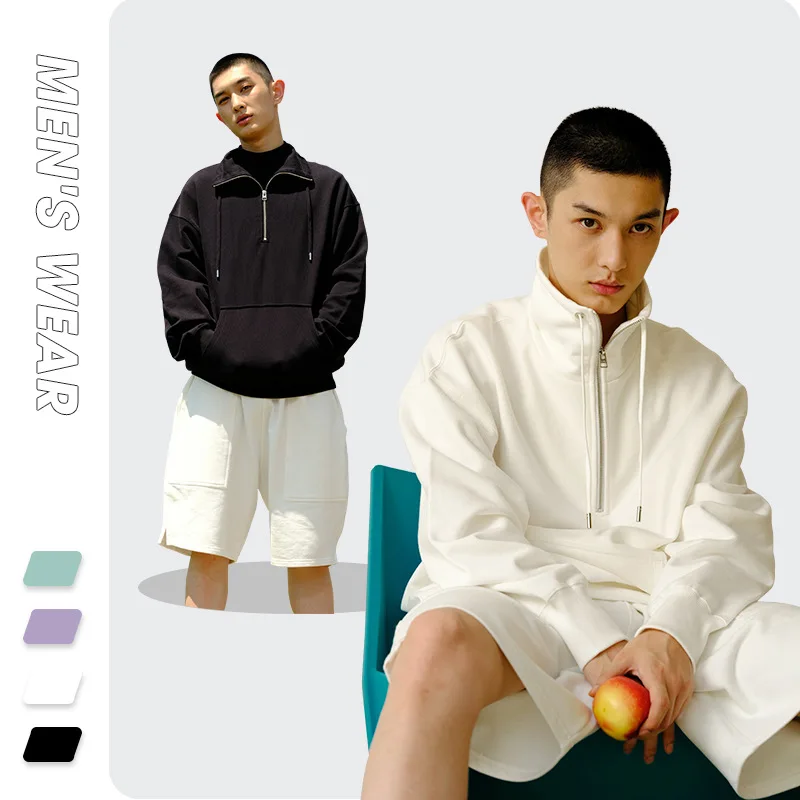 Autumn Long-sleeved Sweater Men's Trend Loose Stand-up Collar Half Zipper Couple Solid Color Tops Mens Fashion Clothing Trends
Autumn Long-sleeved Sweater Men's Trend Loose Stand-up Collar Half Zipper Couple Solid Color Tops Mens Fashion Clothing Trends