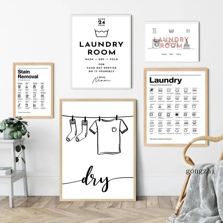 Care Guide Stain Removal Fold Dry Wash Nordic Posters Black White Canvas Painting and Prints Wall Art Picture Laundry Room Decor
Care Guide Stain Removal Fold Dry Wash Nordic Posters Black White Canvas Painting and Prints Wall Art Picture Laundry Room Decor